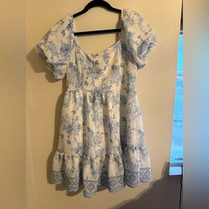Blu Pepper - LARGE- Floral Puff Sleeve Dress